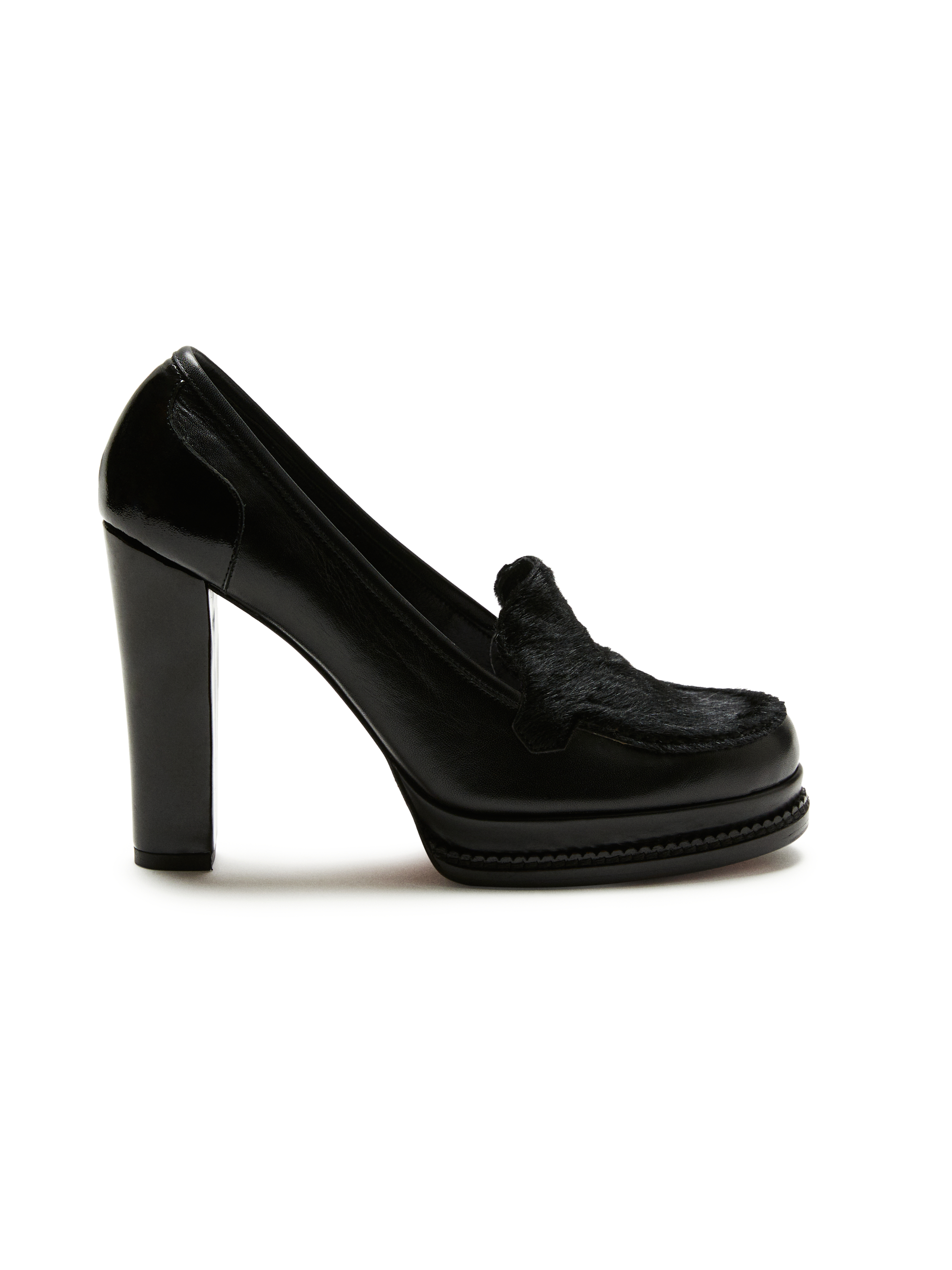 Véronique Black Fur Platform