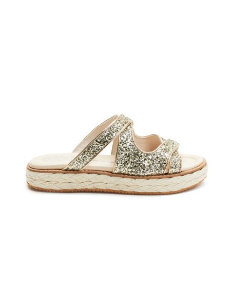 Plage de Sable Espadrille Mule in Shiny Gold
